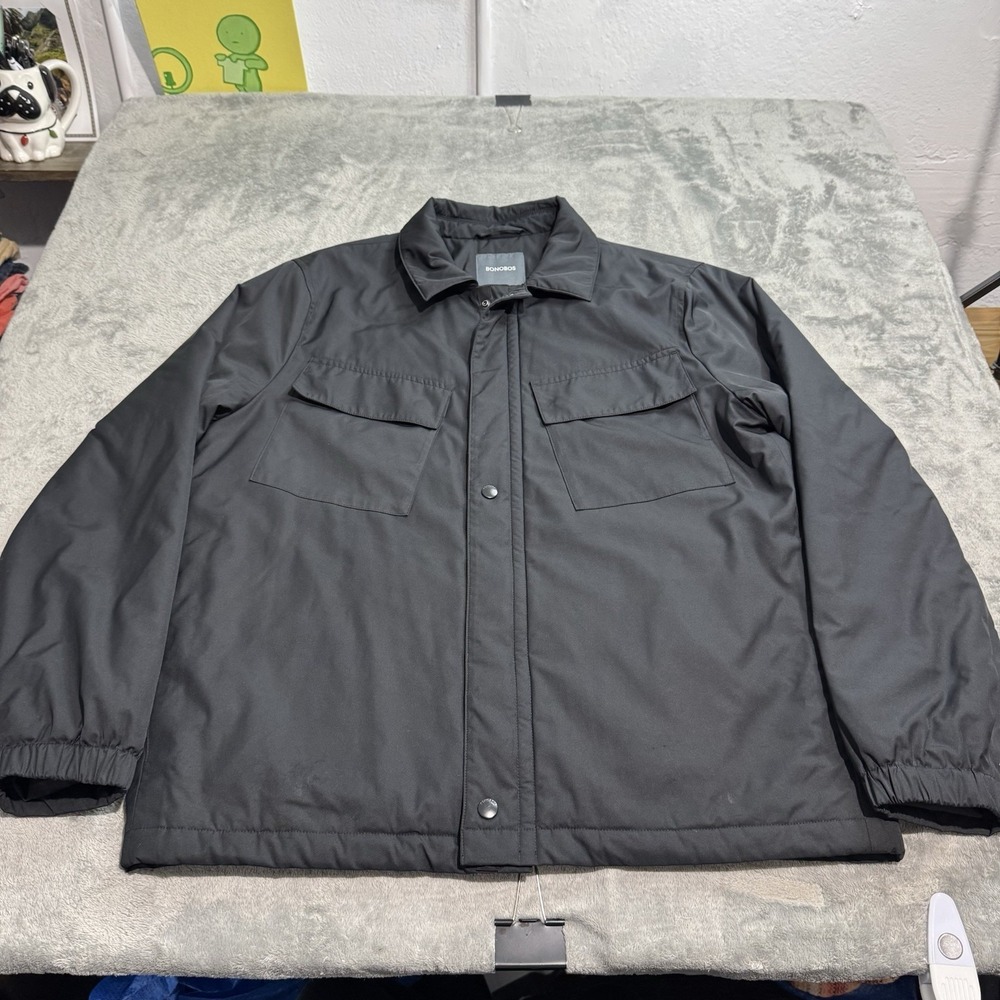 Bonobos Boulevard Bomber Jacket Mens M Slim Black Quilted Coaches Jacket Preppy